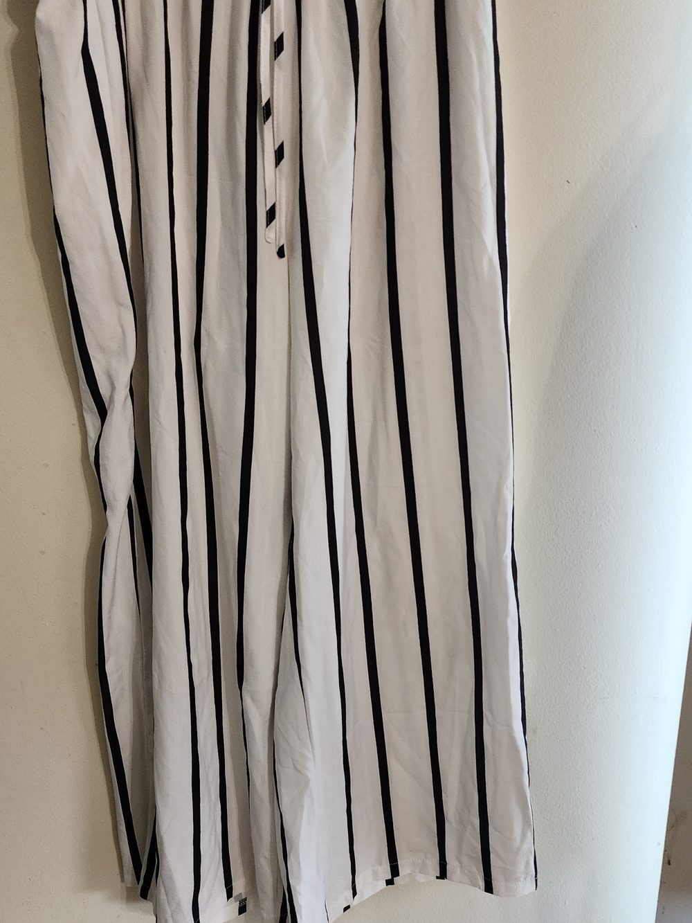 Shein Curve Black White Vertical Striped Wide Leg Palazzo Pants Size 1XL